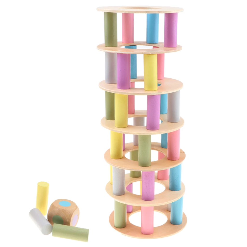 Leaning Tower Building Blocks Set Stacking Balance Game Kids Educational Toy