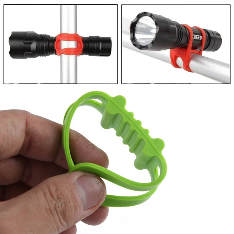 10PCS Cycling Bike Bandage Flashlight Mount Holder Bicycle Silicone Elastic Strap Useful