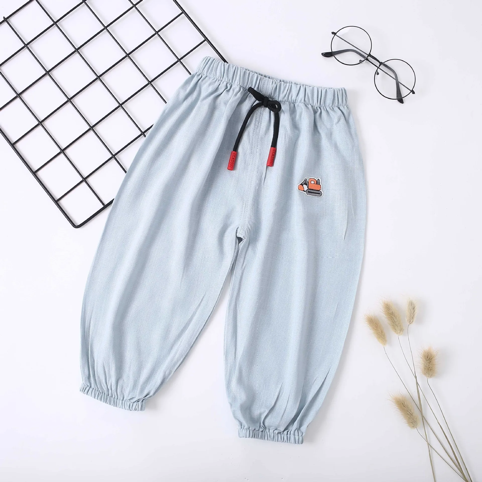 Летняя одежда новые стильные хлопковые и льняные противомоскитные штаны для маленьких детей штаны-фонарики Детские воздухопроницаемые штаны