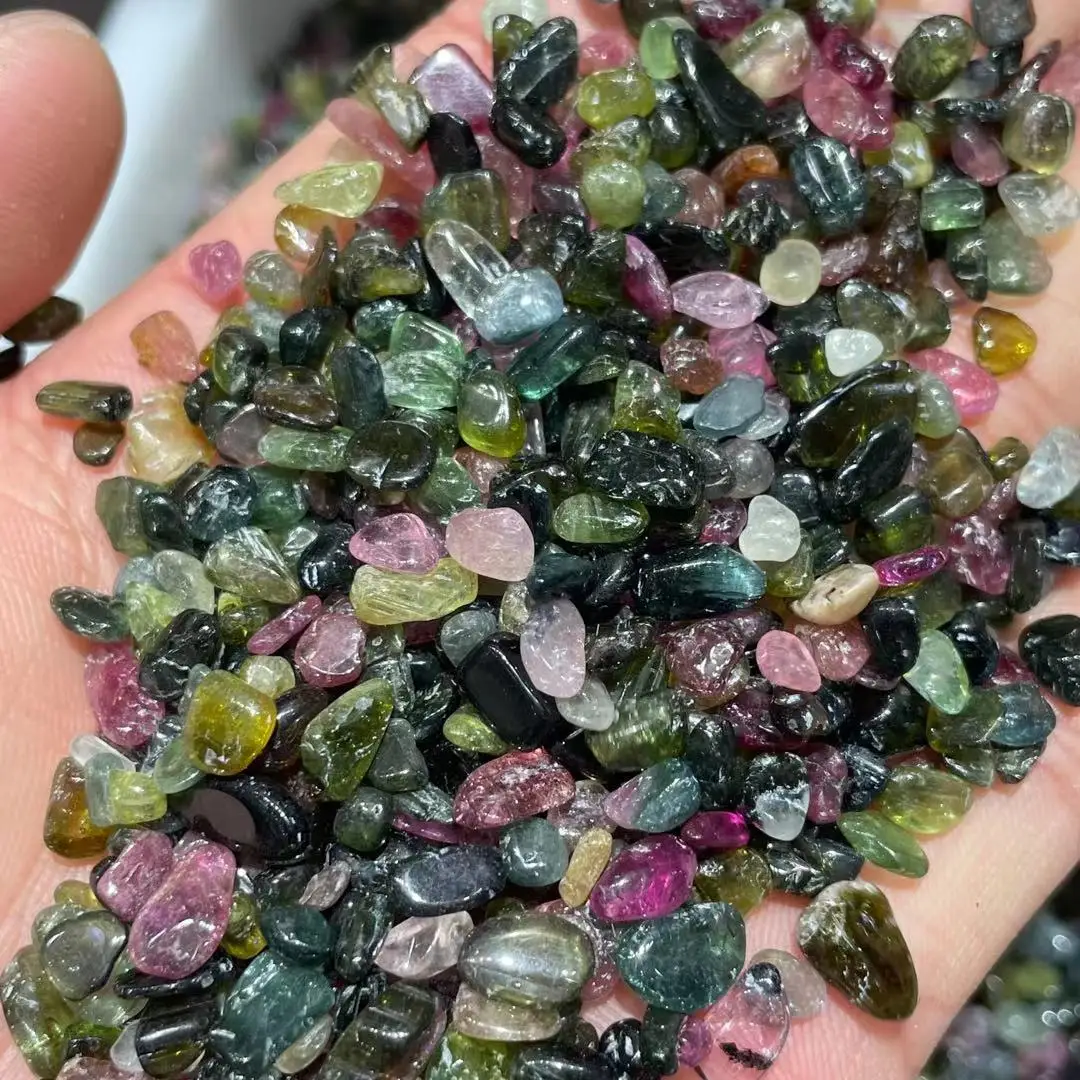 Natural watermelon tourmaline gravel tourmaline quartz mixed stone 5