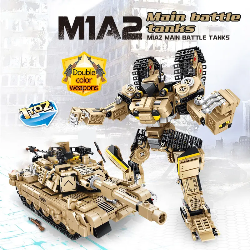 Kaufen 810 Pcs Verformung Roboter Bausteine Kompatibel Legoingly Military WW2 M1A2 Abrams Kampfpanzer Ziegel Tank Spielzeug für Jungen