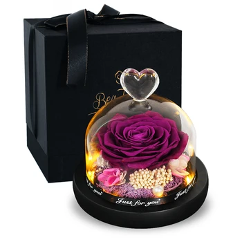 

Beauty and The Beast Rose In Glass Dome LED Lamp Immortal Flower Valentine's Day for girlfriend women wife mother's day gift