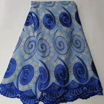 

Special offer African swiss voile lace fabric cotton nigeria dry lace with stones 2019 high quality african lace Royal blue