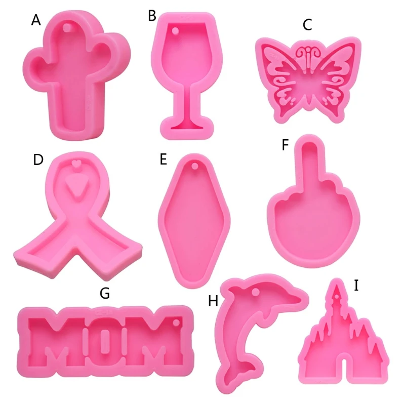 

Handmade Dolphin Butterfly MOM Castle Ribbon Bow Keychain Pendant Mold Resin Casting Silicone Molds Jewelry Making Tools