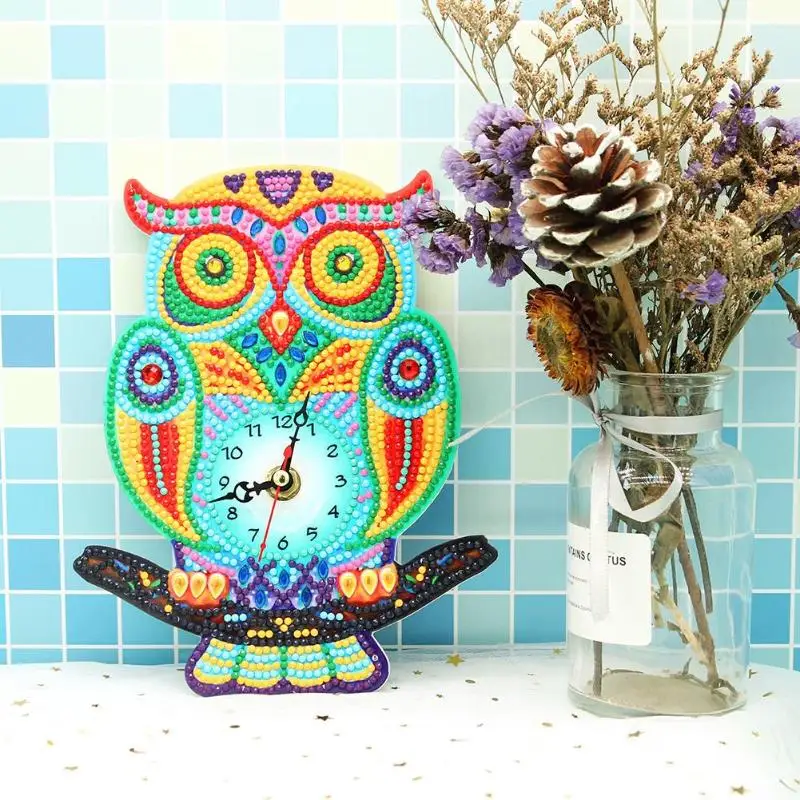 5D DIY Алмазная картина часы полностью специальная форма сверла вышивка крестиком настенные часы в форме Совы часы навесной домашний Декор подарок