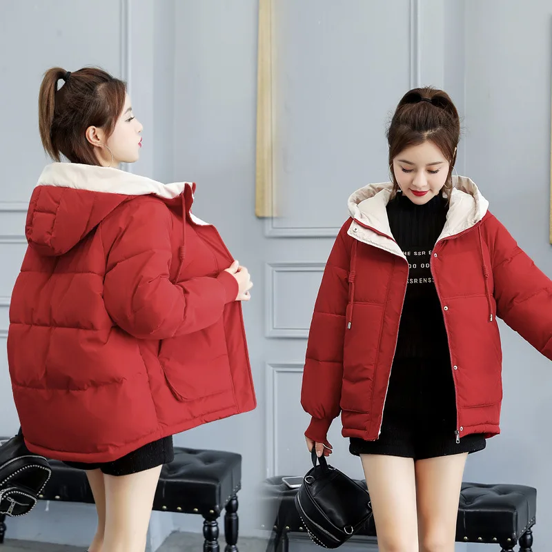 

2019 Winter New Style Korean-style Loose-Fit Student Cotton-padded Clothes Short down Cotton down Coat INS Network Red Coat Fash