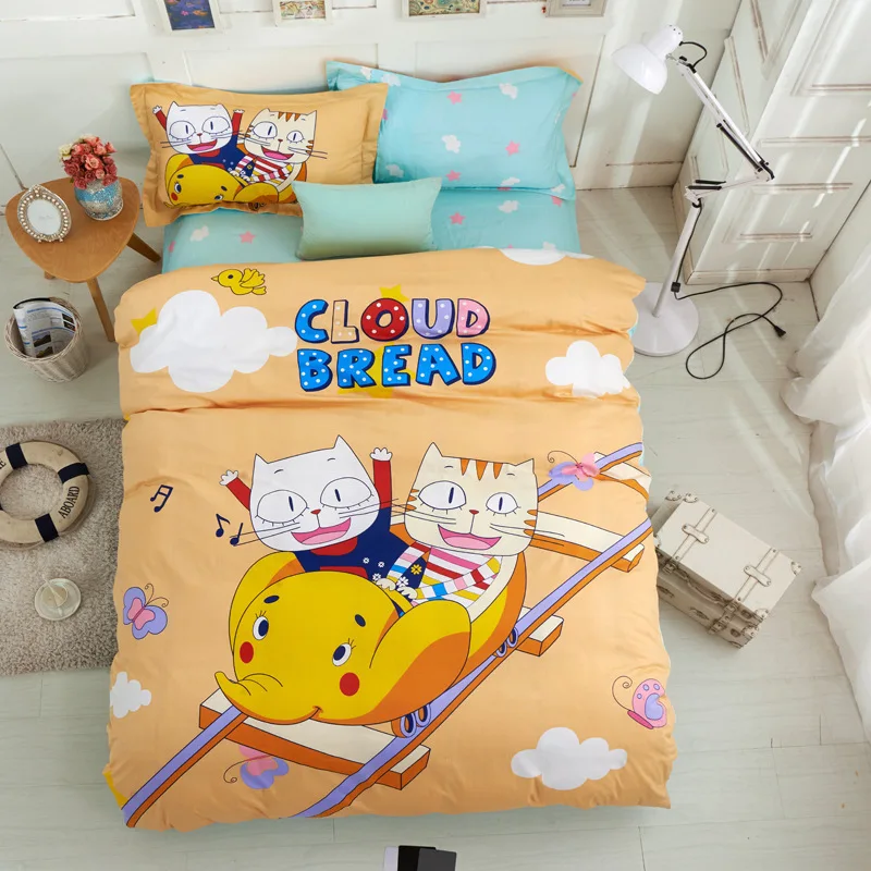 Pure Cotton Bedding Set Child Cartoon Quilt Cover Free Shipping 3pcs Set Bedding Article Student Dormitory Single Bed Girls - Цвет: Sky roaming