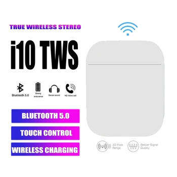 

i10 TWS Wireless Bluetooth 5.0 Earbuds Wireless Charging Handsfree Touch control Earphone with HD Mic For iPhone Samsung huawei