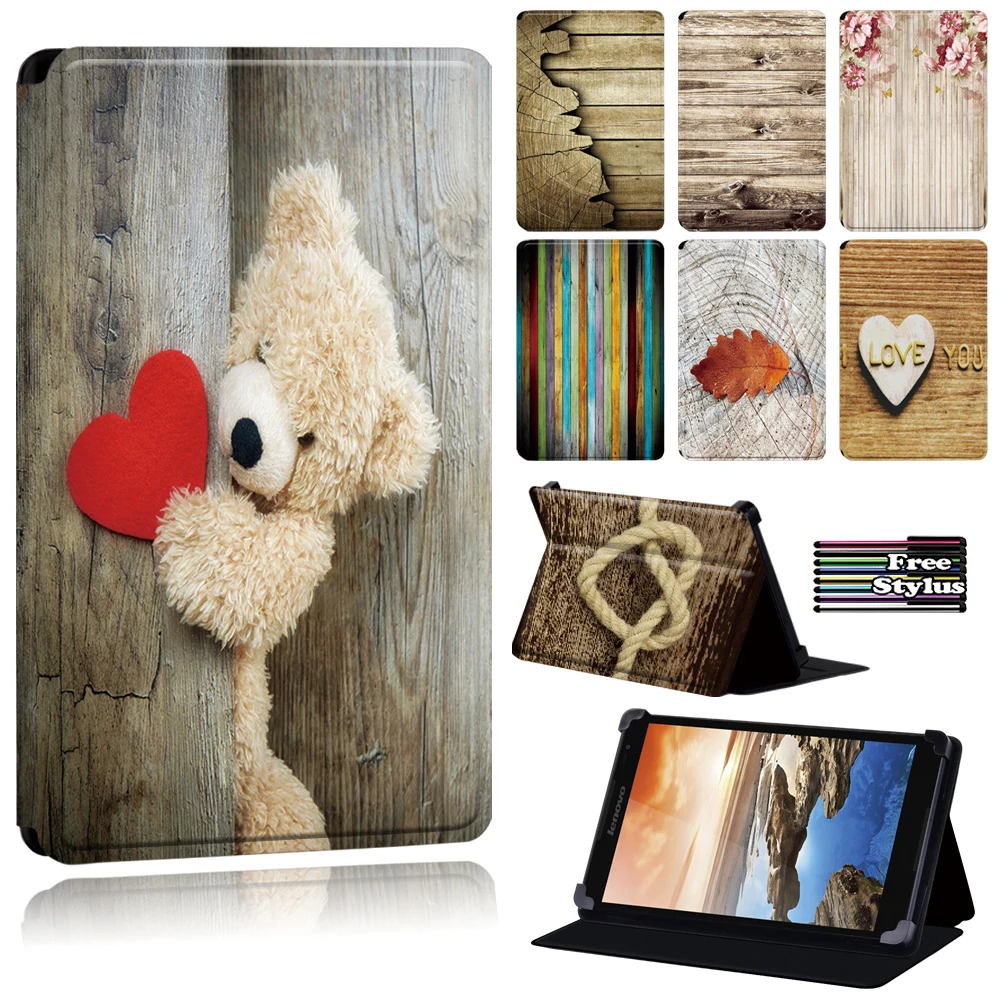 Custodia Per Tablet Lenovo Tab 8/Tab A8-50 A5500 7 "/A7-(30 A3300/50 A3500)/Yoga Tab 4 Plus/Thinkpad Tablet 2-Wood Series + Pen