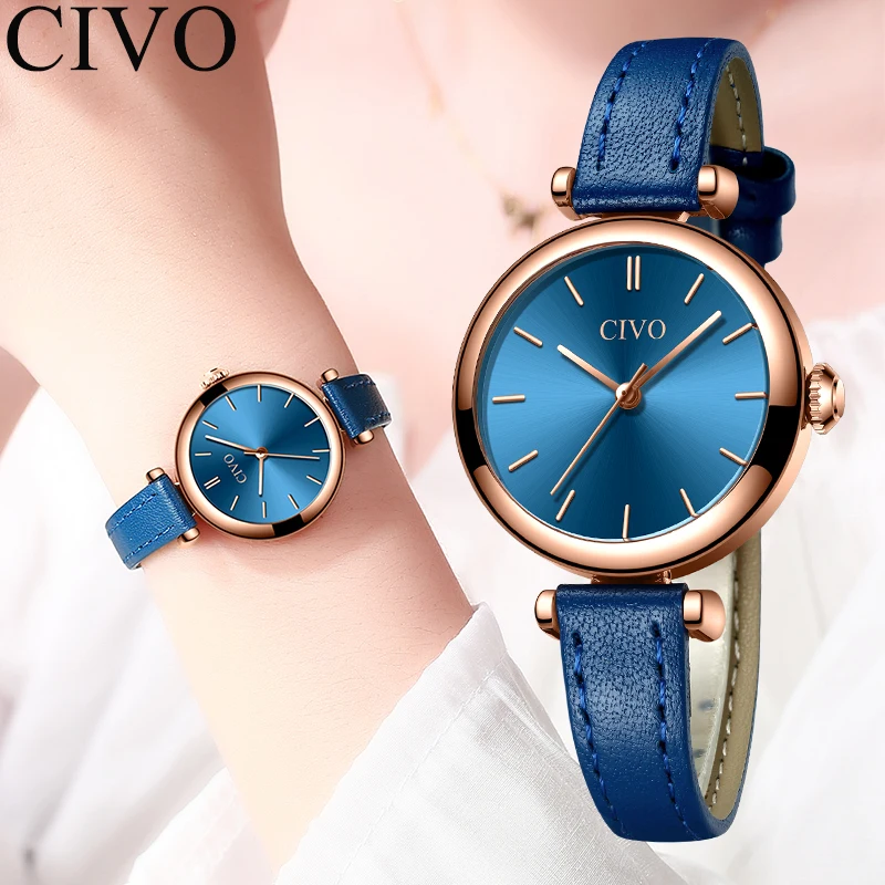 Ceny Montre Femme 2019 CIVO moda luksusowy zegarek kobiet skórzany pasek wodoodporny zegarek panie sukienka zegarek kwarcowy kobiet dziewczyna zegar na prezent