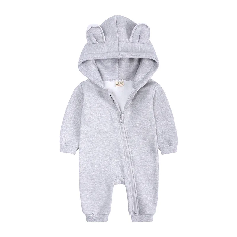 

Baby Romper Cotton Thicken Winter Newborn 0-24M Unisex Baby Girl Clothes One-Pieces Solid Hooded Zipper Baby Boy Clothes Pure