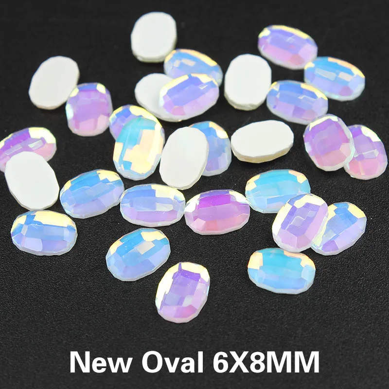 New Oval 6x8mm Новое поступление 30 шт. дизайн ногтей Стразы Декор прозрачный AB белый низ Кристальные бусины камни для 3D украшения для ногтей - Цвет: New Oval 6x8mm