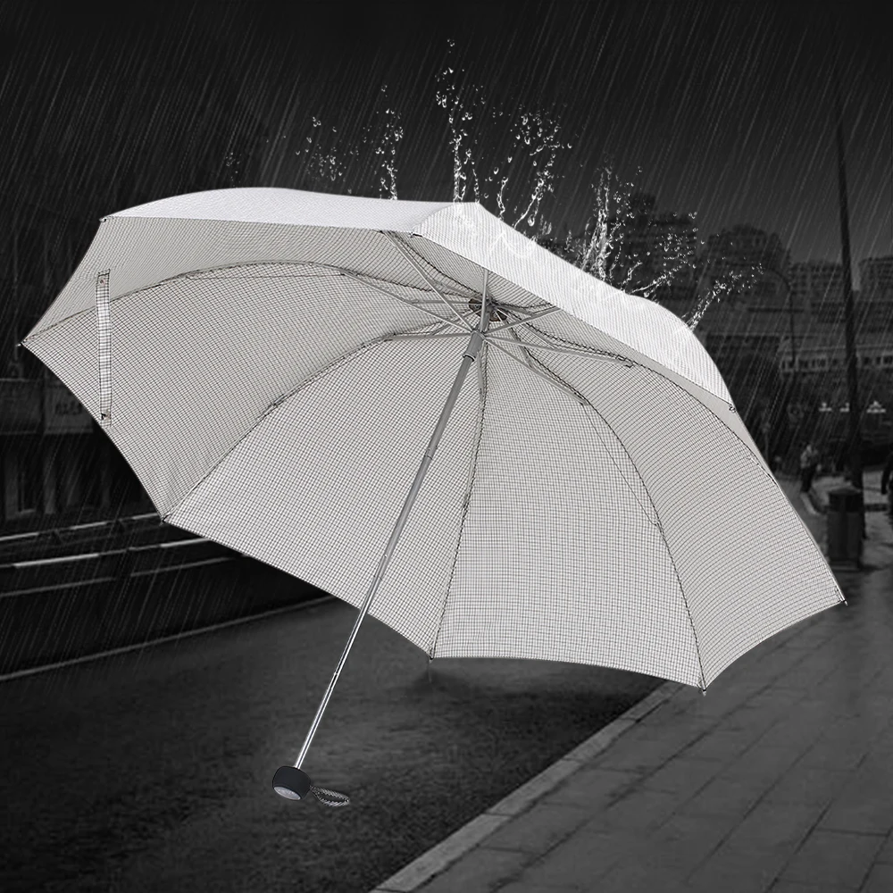 Paradise Triple Folding Rain Sun Umbrella 8-Rib Windproof Waterproof UPF 50+ UV Protection Umbrella UVA Coating for Women Men