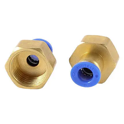 

2 Pcs 19mm Thread 8mm Tube Push in Joint Air Pneumatic Connector Quick Fitting
