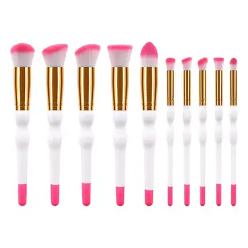 

10pcs Plastic Dual-colored Handle Makeup Brushes Kit Soft Nylon Bristles Cosmetics Powder Blush Brush