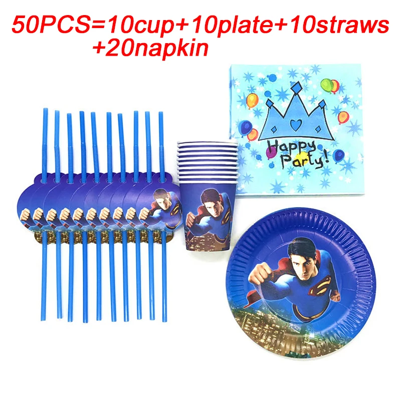 

Ultraman Superhero Party Supplies Paper Plate Straws Cup Napkin Tableware Boy's Kids Birthday Party Decorations Set 50pcs/lot