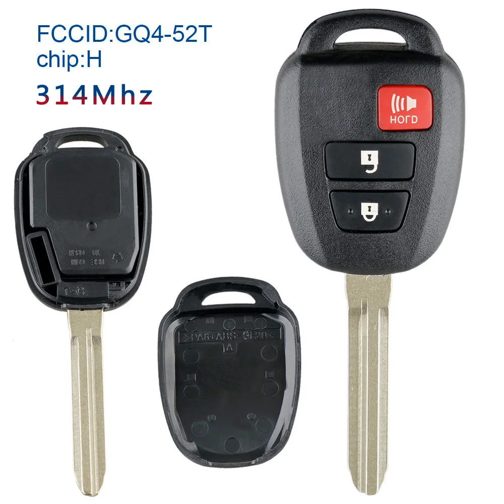

1pc 3-Button Car Remote Car Key GQ4-52T H-Chip 315Mhz For Toyota RAV4 XLE LE Highlander Sequoia Tundra Key Cob TR47