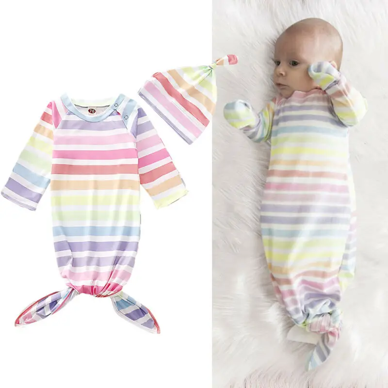 Хлопковая одежда для сна для новорожденных и детей постарше; Пеленальный муслиновый спальный мешок+ шапочка; комплект