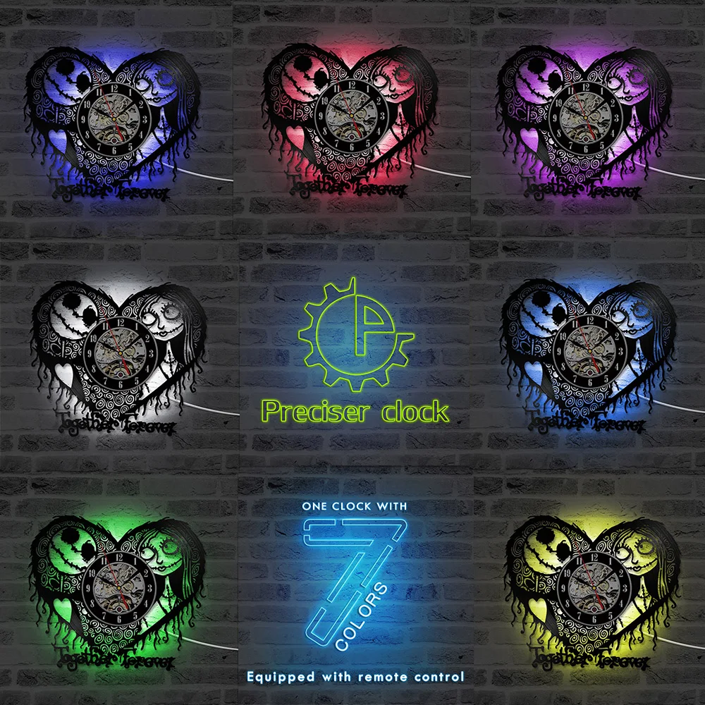 LED Wall Clock Modern Design Nightmare Before Christmas Hanging Clock Vinyl Record Watch Wall Clocks Home Decor