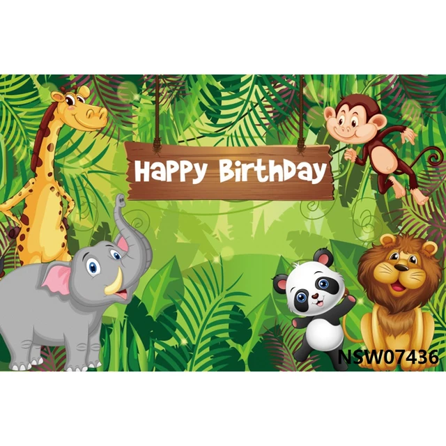 Safari 1st Birthday Backdrop Jungle Tropical Forest Wild One Animal Party Photography Newborn Baby Shower Photo Background Props NSW07436