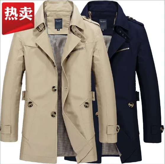 

2019 Autumn And Winter New Style plus Velvet Trench Coat Washing MEN'S Jacket Collar Solid Color Fashion Lion MEN'S Top