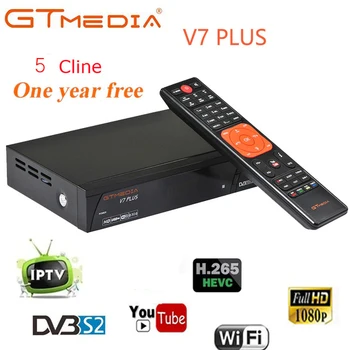 

GTMedia V7 Plus HD DVB-T2/S2 Digital Satellite Receiver H.265 AC3 WiFi Antenna with 1 Year Cccam Cline Upgrade Freesat V7 HD