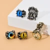 Punk Vintage Men Retro Dragon Claw Evil Eyes Rings Devil Eyeball Snake Animal Male Crystal Finger Ring Jewelry Halloween Gifts ► Photo 2/6