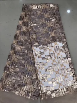 

Excellent African tulle mesh lace fabric with sequins French net lace for party dress PDN769(5yards/lot)
