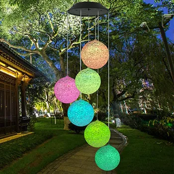 

Wind Chime Lamp Solar Powered LED Light Garden Balcony Living Room Hanging Spinner Lamp Color Changing Decorated Light #40