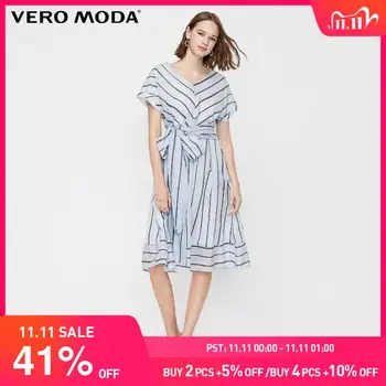 

Vero Moda Women's Glossy fabric V-neckline Stripe Print Dress | 31927B532
