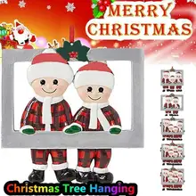 Décoration d'arbre de noël pour famille de 2 à 6 personnes, pendentif de fête, renne, cadre Photo de noël, ne supporte pas le nom Chang