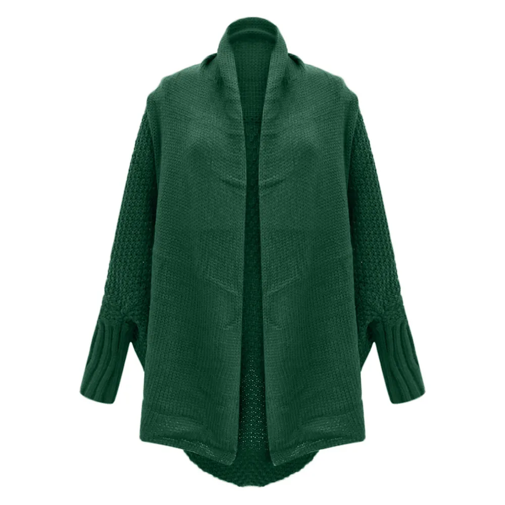 Женский свитер с открытыми плечами Повседневный вязаный Свободный кардиган с длинным рукавом - Цвет: Green