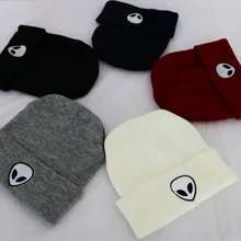 Зимняя Новинка года, мужская и женская шапка с изображением скелета инопланетянина, головы призрака, шапка с рукавом, теплая вязаная шапка