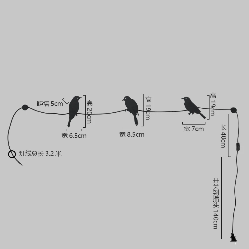 Современная светодиодная настенная лампа Bird line для ванной детской комнаты