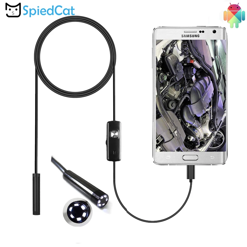 Водонепроницаемый эндоскоп для Android 8 мм мини-объектив 6LED ремонта автомобиля в