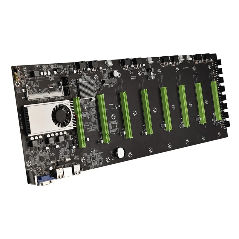 Placa base de minero de BTC-D37, conjunto de 8 ranuras para tarjeta de vídeo, memoria integrada DDR3, interfaz VGA, bajo consumo de energía