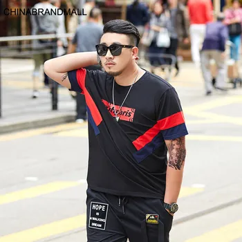 

super Brand Men's Wear Short Sleeve T Shirt Loose Round Neck Plus Fat Plus Leisure Time Fat Man Half Sleeve Printing