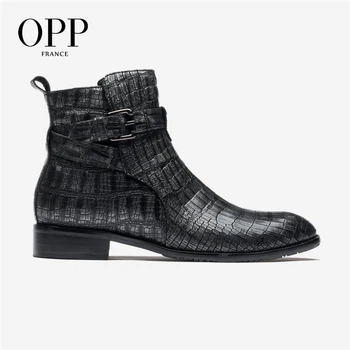 

OPP 2020 Men's Shoes Rivets High Shoes Personalized Wild Punk Metal Head Shoes Leather Casual Shoes Men's Lace-up Boots