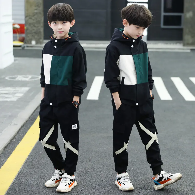 

Boys Clothes Suits 2020 New Kids Boys Outerwear Hoodie Jacket Sport Boys Clothing Sets Suits 4 5 6 7 8 9 10 11 12 13 Years