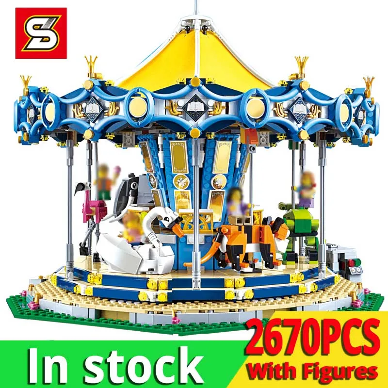 

A few SY1219 Building Block carrousel model building kits brick parts LegoINGlys CREATORS 10257 15036 toys for children girls