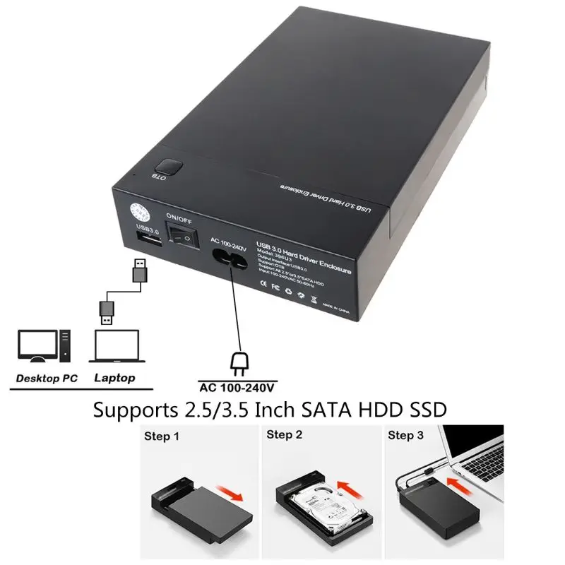 USB3.0 до 2," 3,5" SATA жесткий диск Внешний корпус SSD HDD диск Caddy