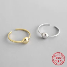 

Hot S925 Sterling Silver Fine Rings Geometric Beaded Glossy Gold-plated Opening Adjustable Rings Personality Women Jewelry