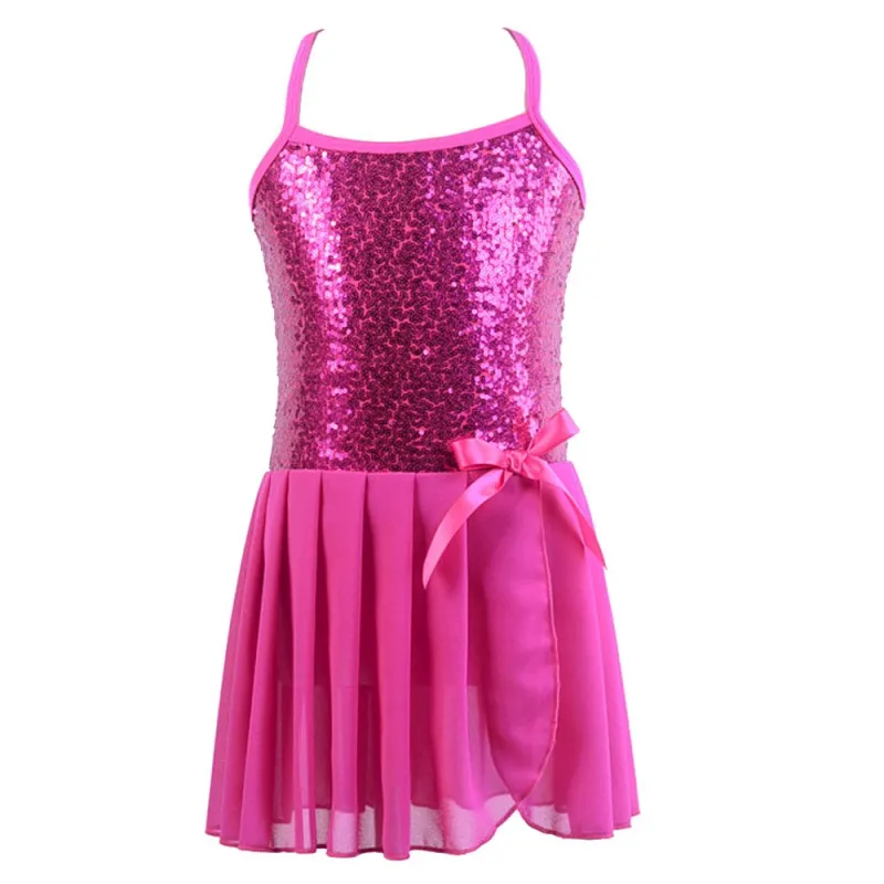 

Children Kids Girls Fashion Concise Ballet Costume Chiffon Sequin Decoration Sports Dancing Dress