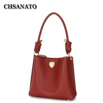 

CHSANATO High Quality Genuine Leather Fashion Style Shoulder Bags For Women Heart Cross Body Handbag Lady Purses And Handbags
