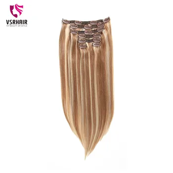 VSR 120g 150g Double Drawn Thick Machine Remy Hair Natural Clip Ins 7pcs/set 8pcs/set Remy Human Hair Clip In Hair Extension 2