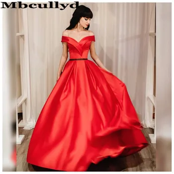 

Mbcullyd Graceful Red Prom Dresses With Pocket 2020 Long Formal Evening Party Dress New Plus Size vestidos de fiesta de noche