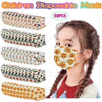 

50PCS Christmas Mask Disposable Face Mask For Child 3-layer Breathable Dustproof Protective Kids Mask Navidad Fast Delivery#9