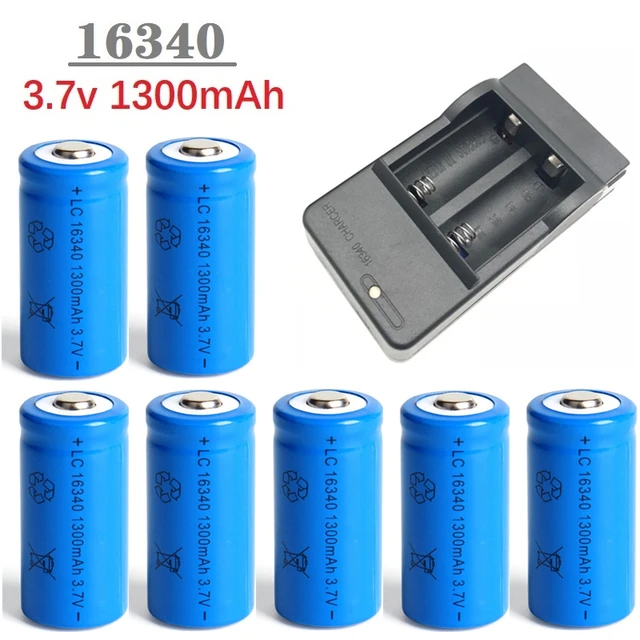 1300mAh 3.7V Li-ion Rechargeable 16340 Batteries CR123A Battery For LED Flashlight Travel Wall Charger For 16340 CR123A Battery 1