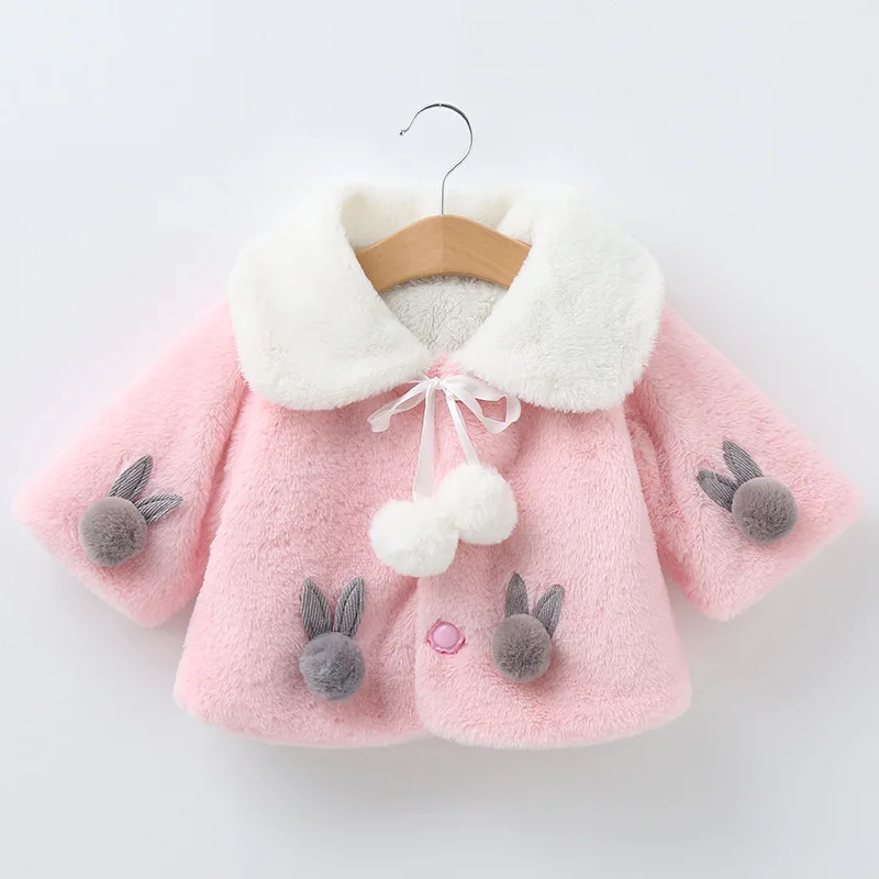 Pink Зимняя теплая Толстая парка, флисовая куртка принцессы с искусственным мехом, Детская верхняя одежда с капюшоном, Детское пальто, детская одежда для девочек - Цвет: Pink