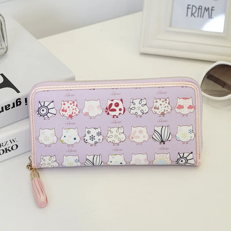 Фиолетовый Новинка Kawaii цветочный длинный кошелек для девочек Cartera Mujer Новинка цветочный Monederos Para Mujer клатчи Кошелек вечерняя сумочка - Цвет: Фиолетовый